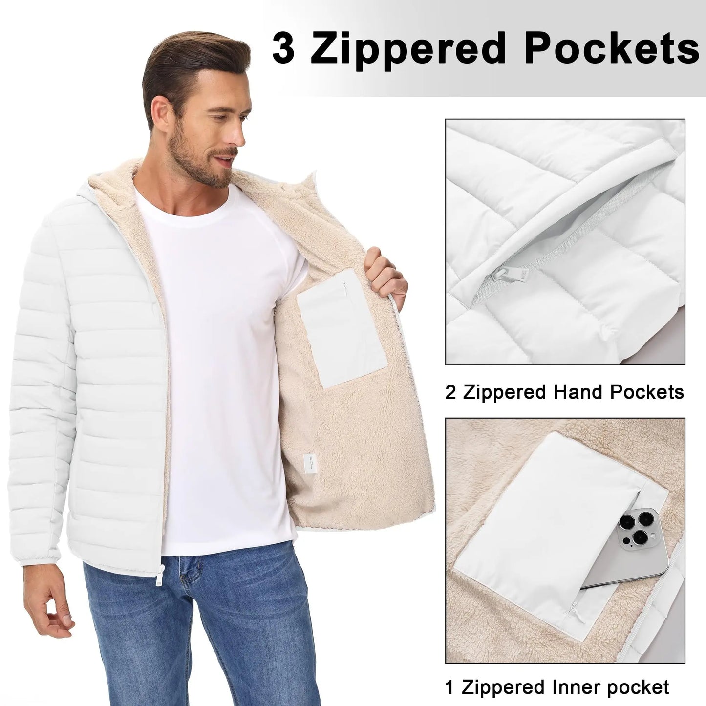 Cavva Mens Hooded Puffer Jacket Sherpa Lined Winter Coat