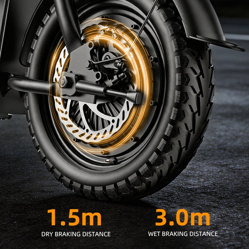 Folding Electric Bike for Adults with Brushless Motor and Suspension