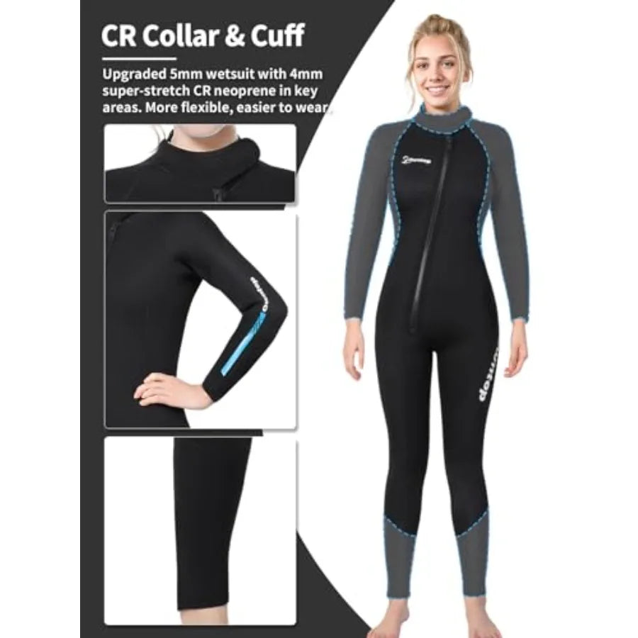 5mm Neoprene Wetsuit Front Zip For Men Scuba Diving
