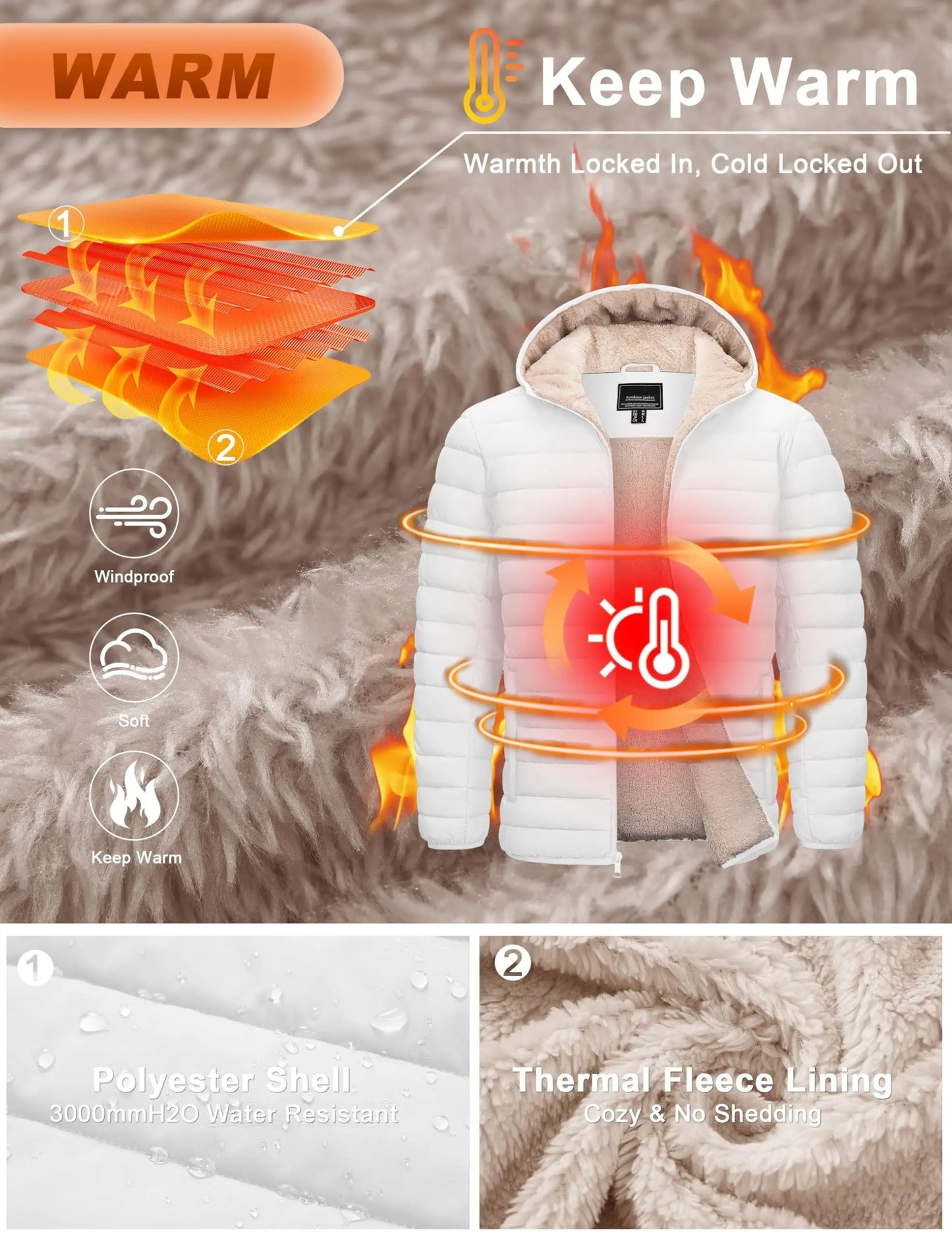 Cavva Mens Hooded Puffer Jacket Sherpa Lined Winter Coat