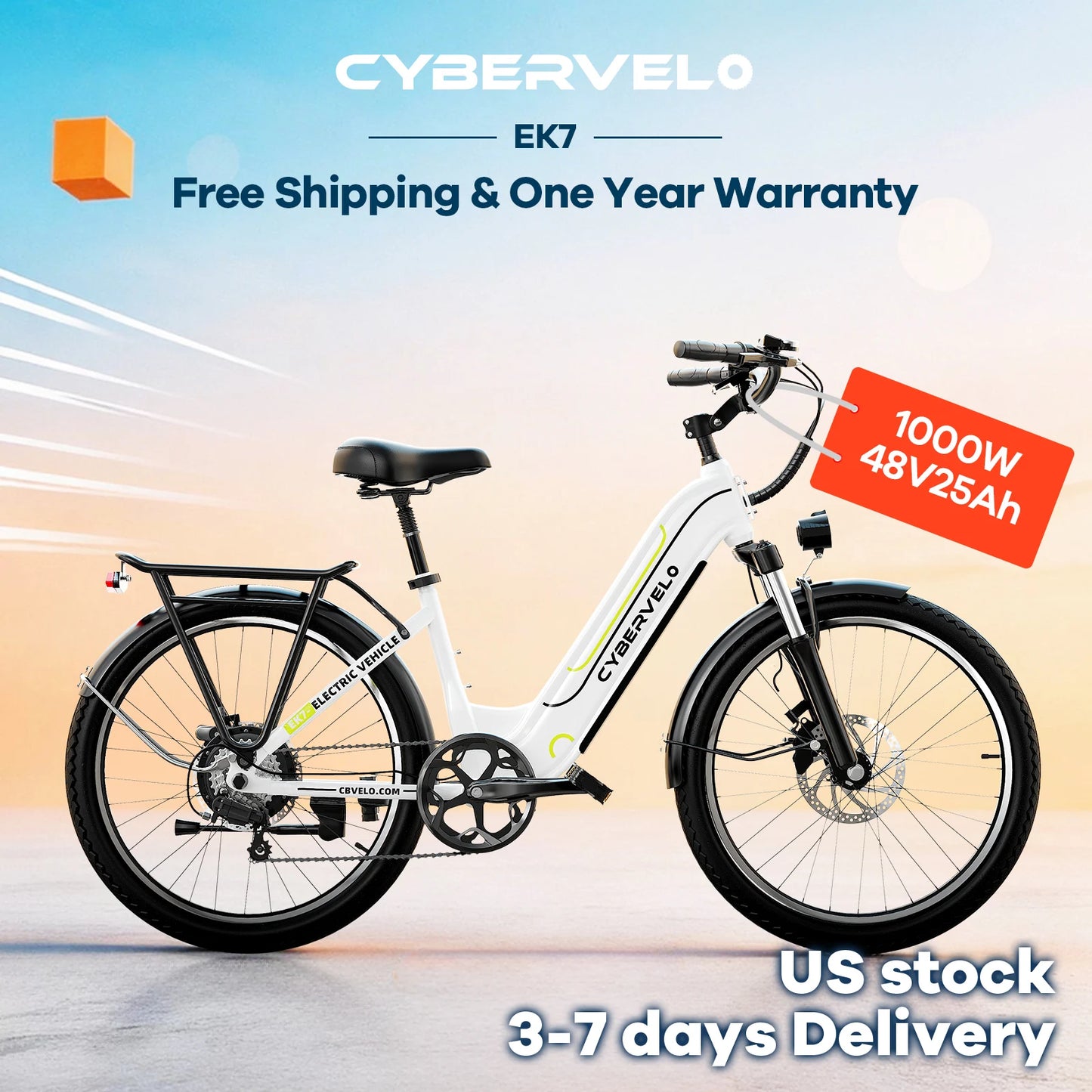 CBVELO EK7 1000W Electric Bike For Adults With Removable Battery