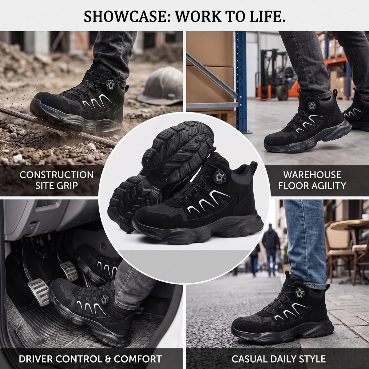 Steel Toe Safety Work Boots Lightweight Comfortable Industrial Shoes