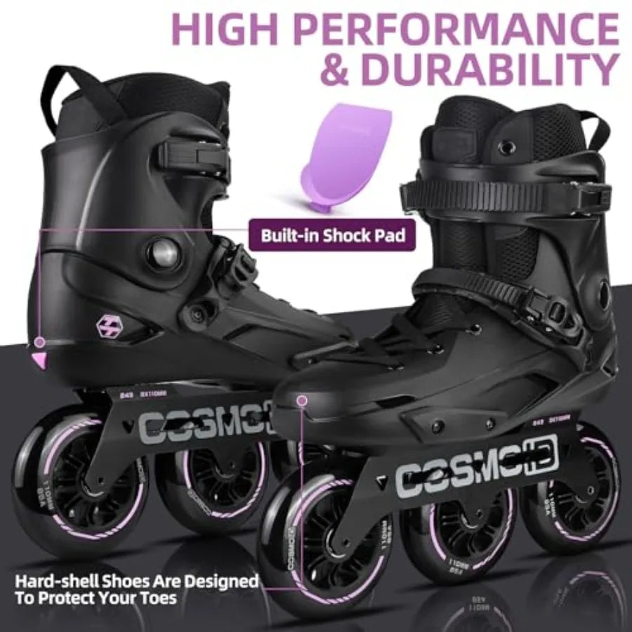 Unisex Inline Skate High Performance Three-Wheel 110mm Metal Frame