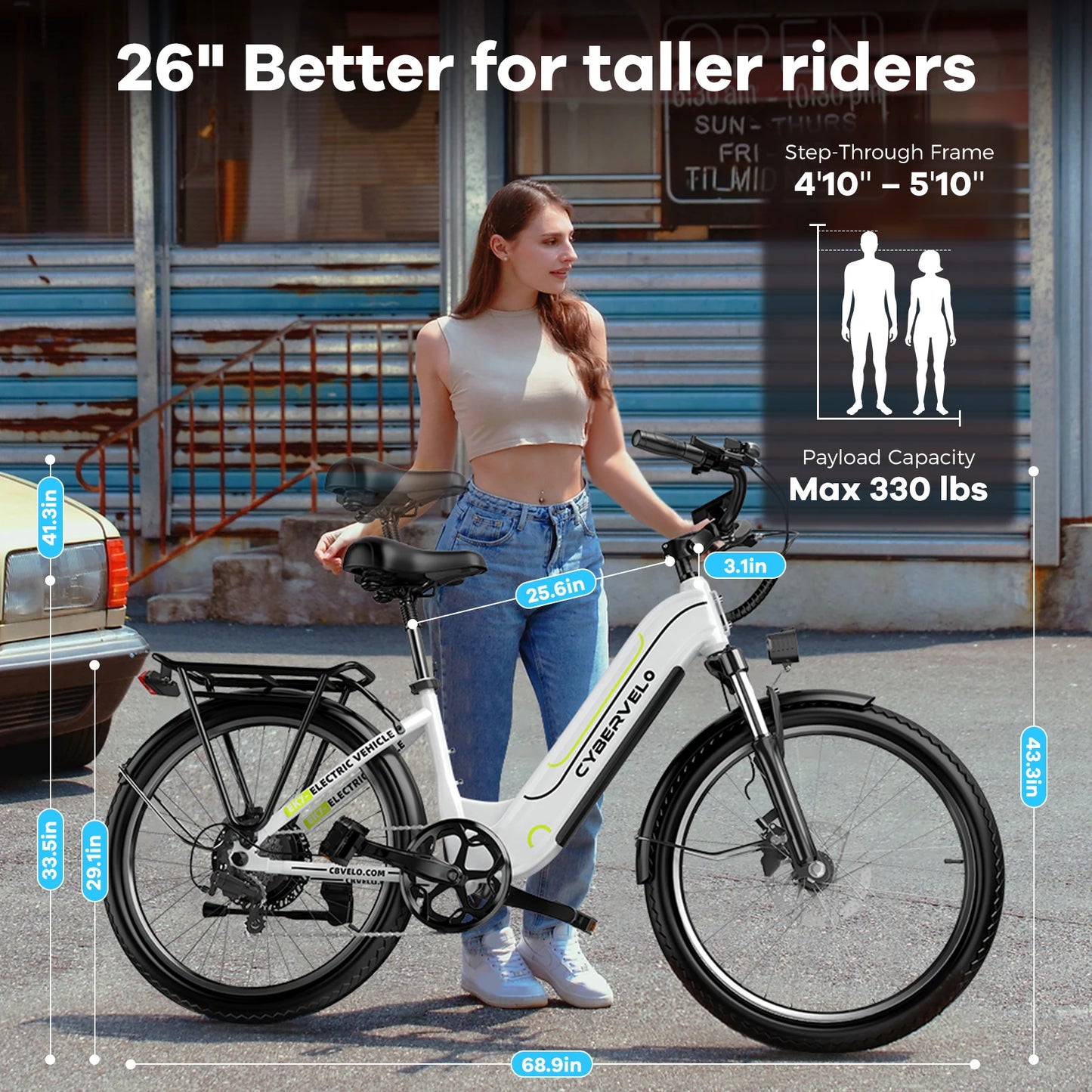 CBVELO EK7 1000W Electric Bike For Adults With Removable Battery