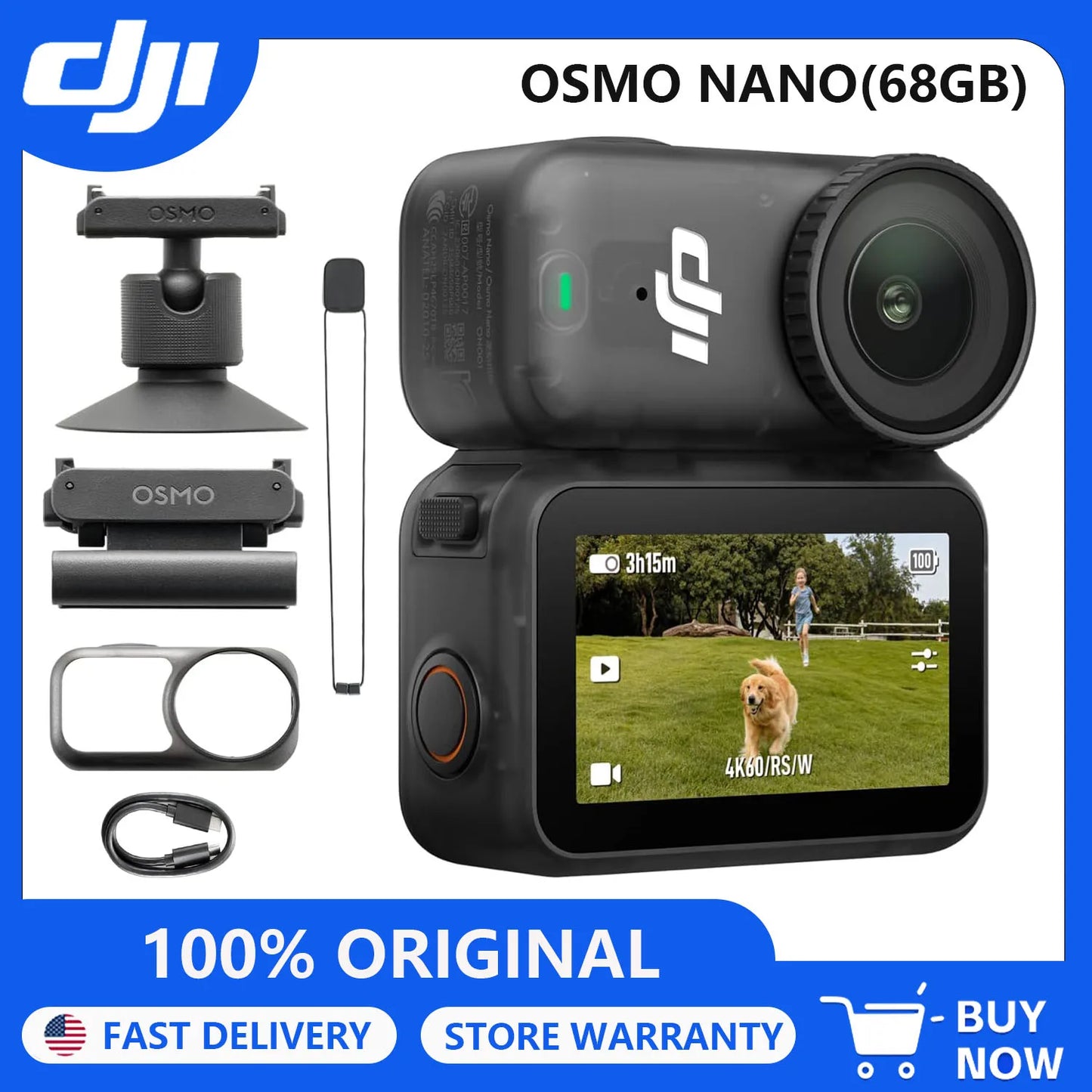 DJI Osmo Nano 4K 60fps Vlogging Camera With One Point Three Inch Sensor Wide FOV