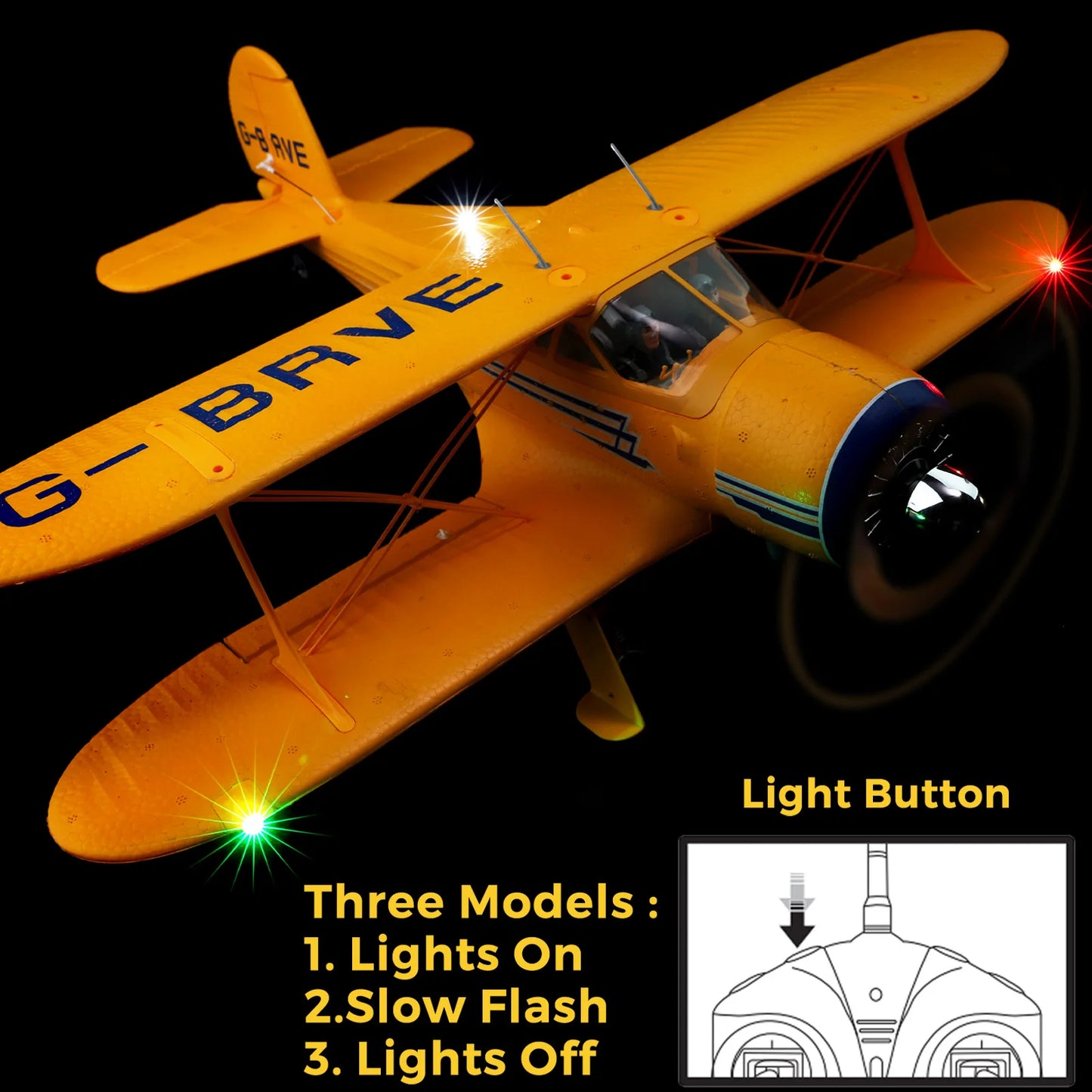 WLtoys A300 RC Plane 4CH Brushless Beechcraft D-17S 3D 6G Lights