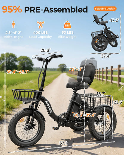 Eilleo Spacewalk Folding Electric Trike With 1200W Motor