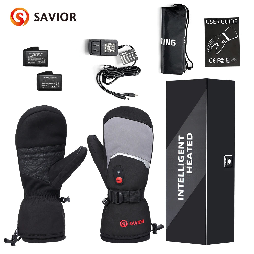 Savior heated gloves with accessories on a white background