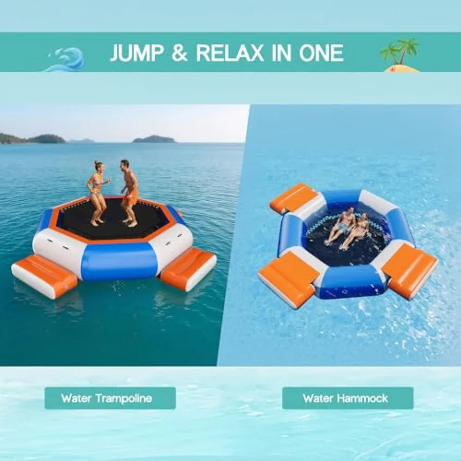 Inflatable Water Trampoline For Lakes Or Pools With Platforms