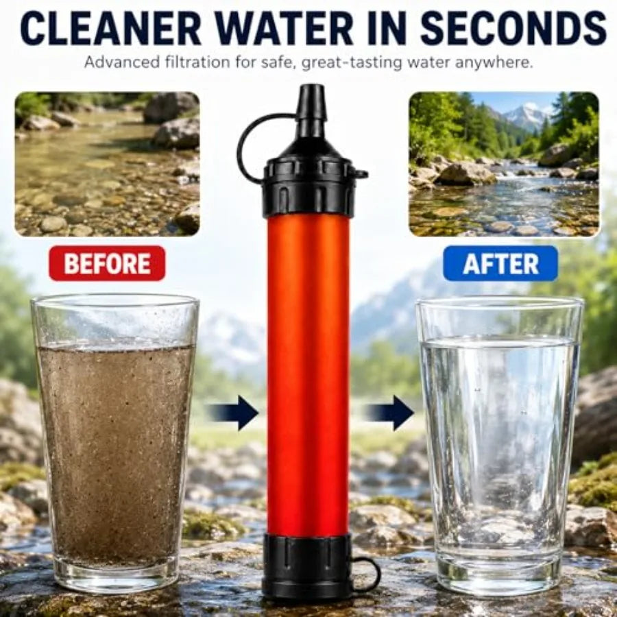 Hollow Fiber Water Filter Straw for Camping Hiking and Travel