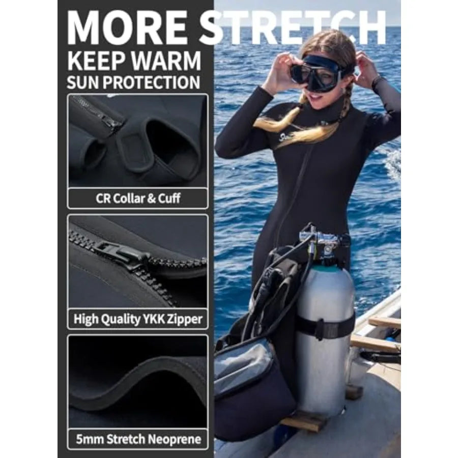 5mm Neoprene Wetsuit Front Zip For Men Scuba Diving