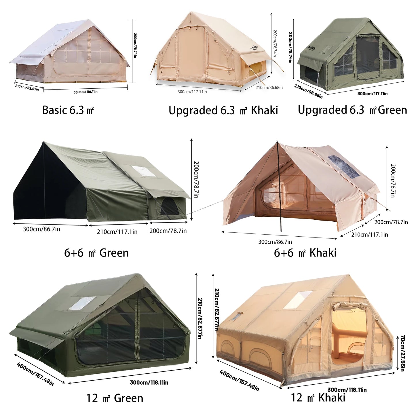 Large Inflatable Camping Tent With Skylight And Breathable Mesh