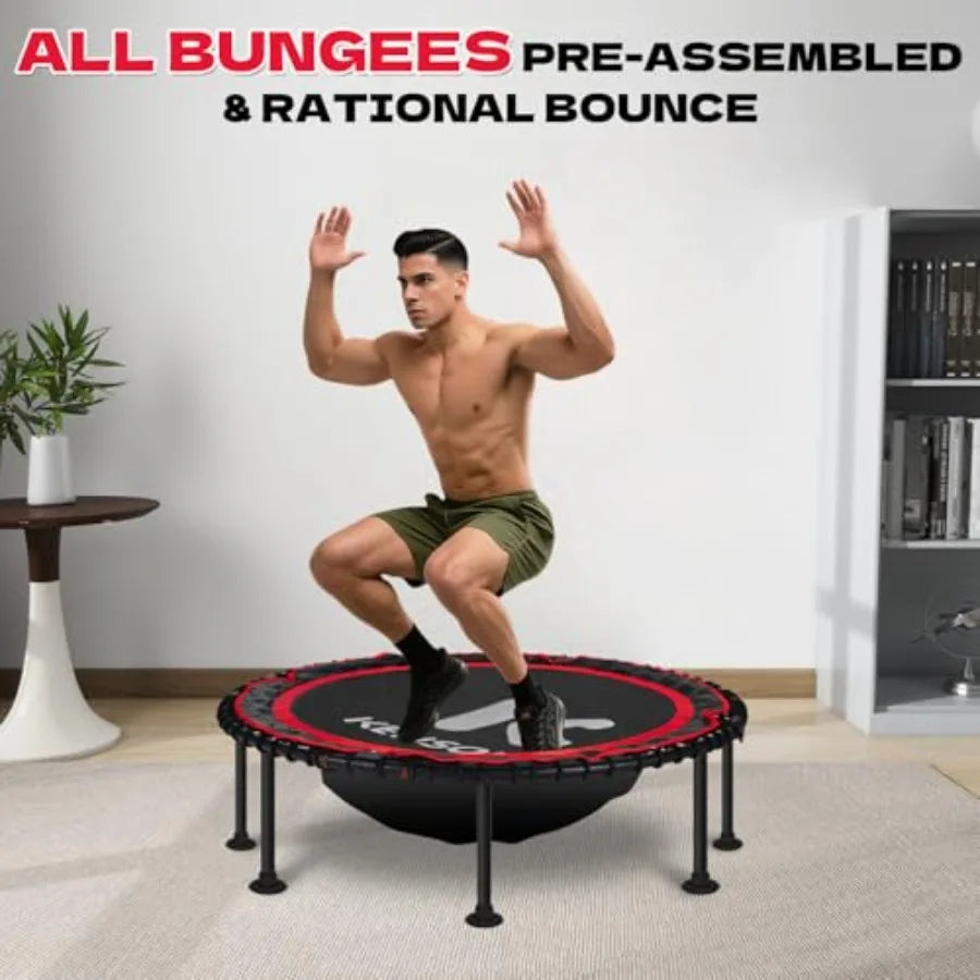 Foldable Indoor Rebounder Trampoline Steel Frame Quiet Bungee Cords