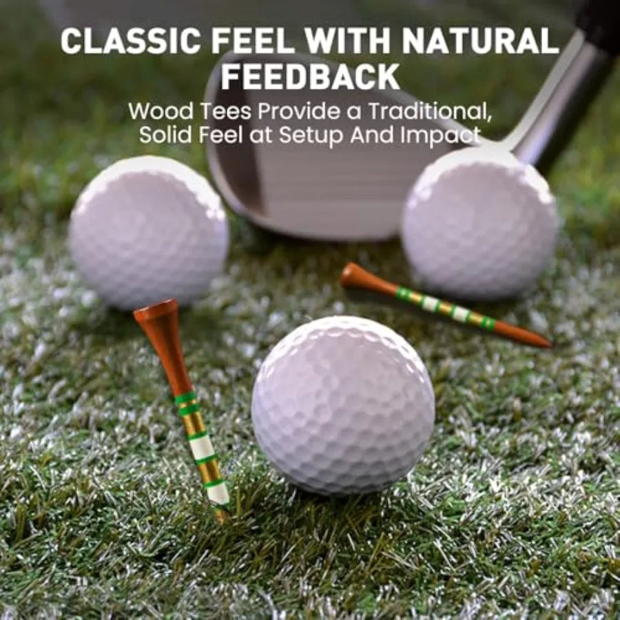 Golf Tees Wood Inch Value 50/10 Count, Durable Tees with Bright Colored Stripes for Consistent Height, 70mm 83mm Long Tees Idea