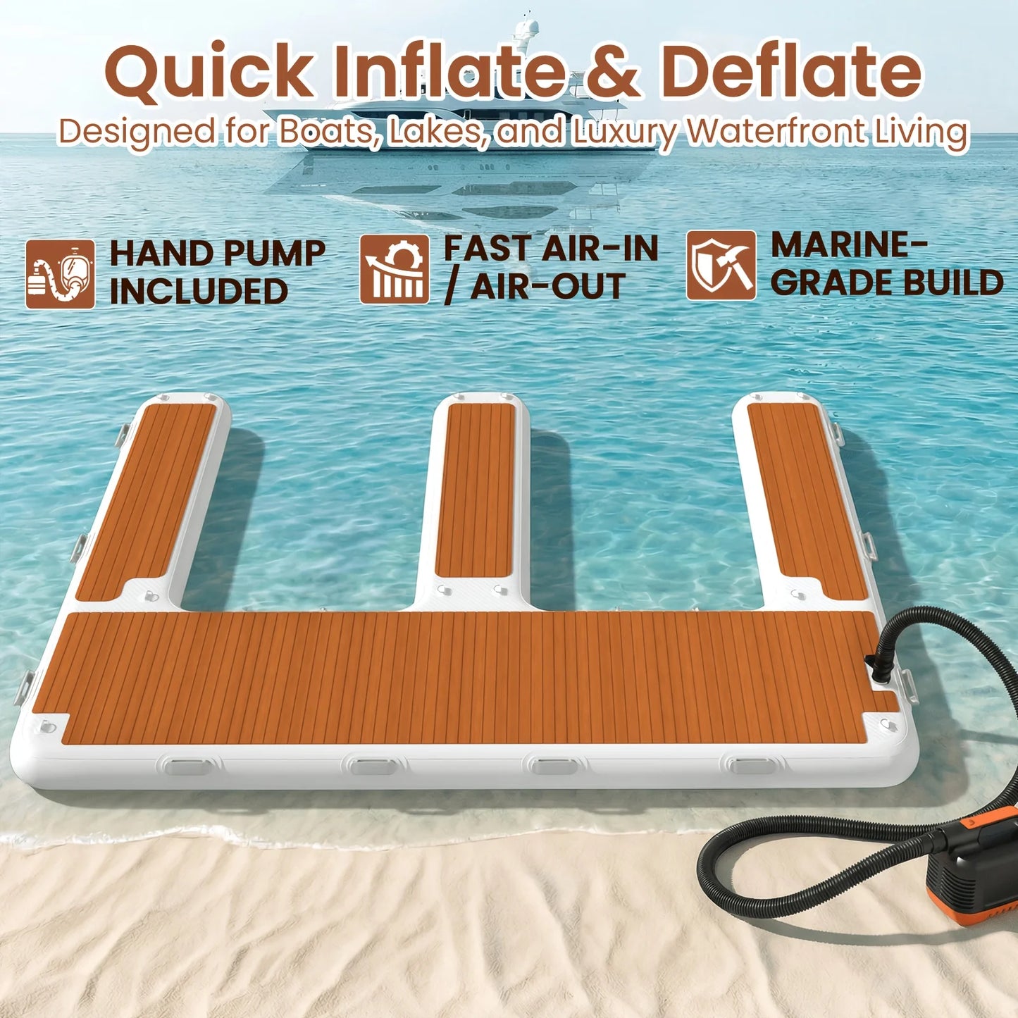 Inflatable Jet Ski Dock EShaped With Non Slip EVA Deck