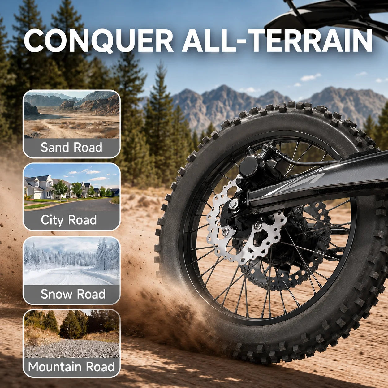 Off Road Electric Bike For Adults 48V Lithium Battery Hydraulic Disc Brake
