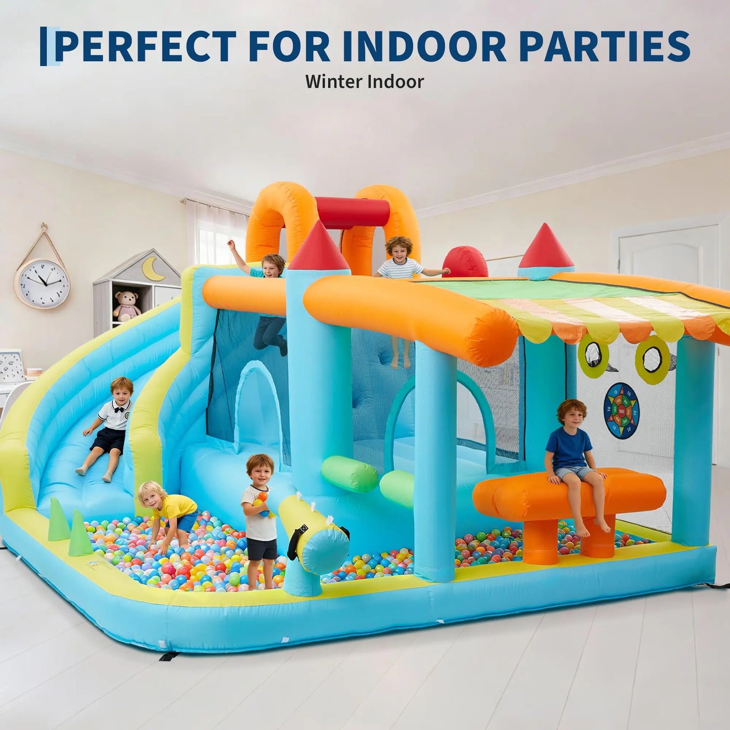 HiMISS 12-In-1 Inflatable Water Bounce House With Slide For Backyard