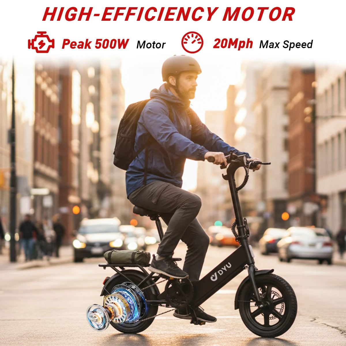 Dyu Folding City Electric Bicycle 500W Motor 36V Battery