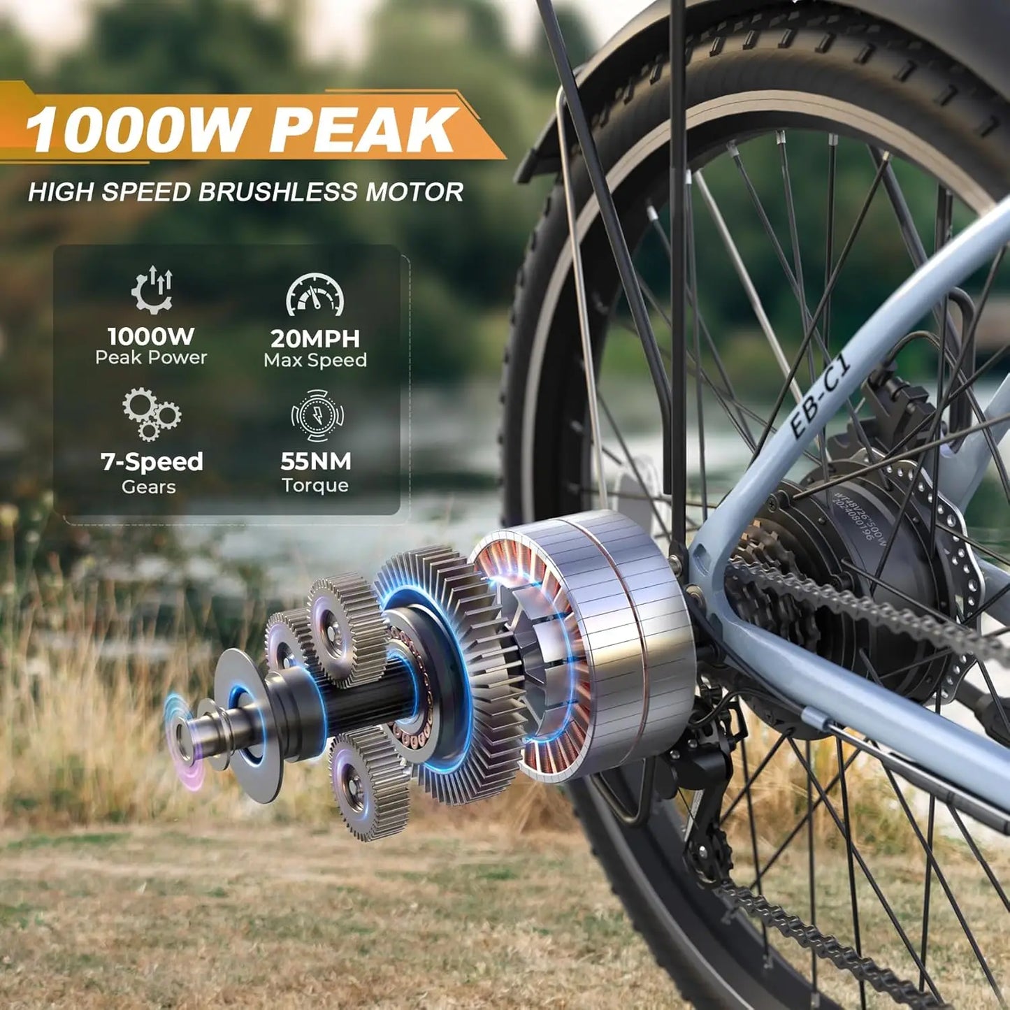 Electric Bike For Adults With 1000W Peak Motor 48V Battery