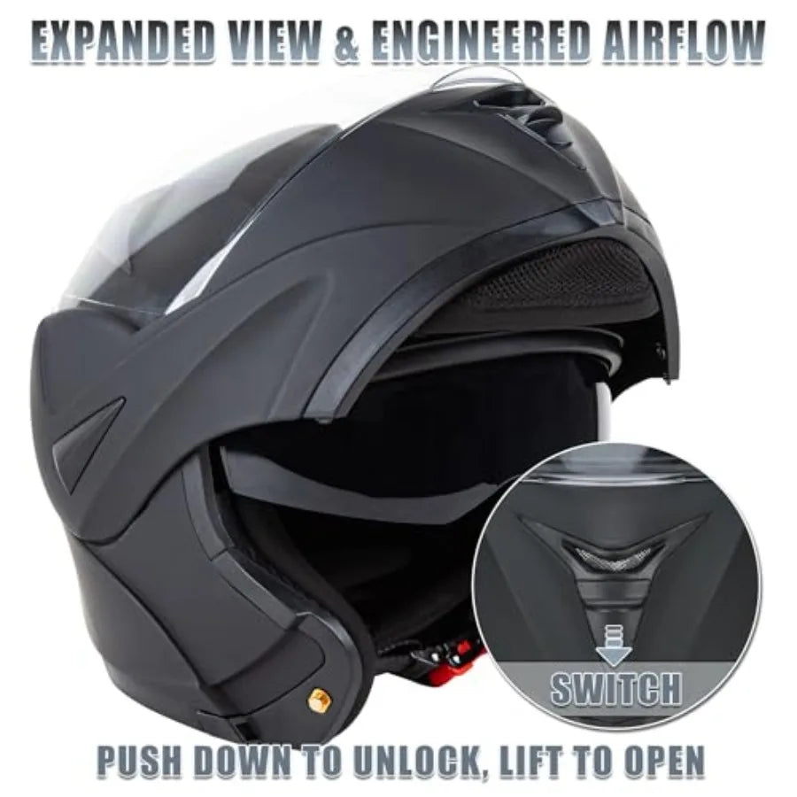 Motorcycle Street Riding Helmet Polycarbonate Shell DOT Approved Dual Visor