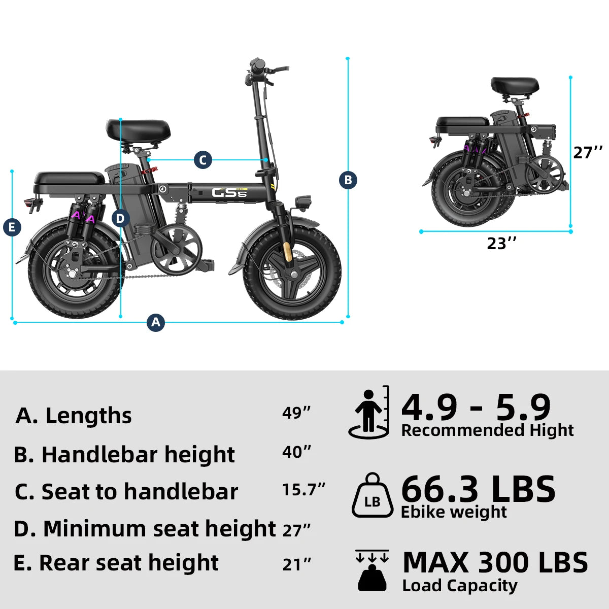 Uplee GS5 500W Foldable Electric Bike With Dual Disc Brakes
