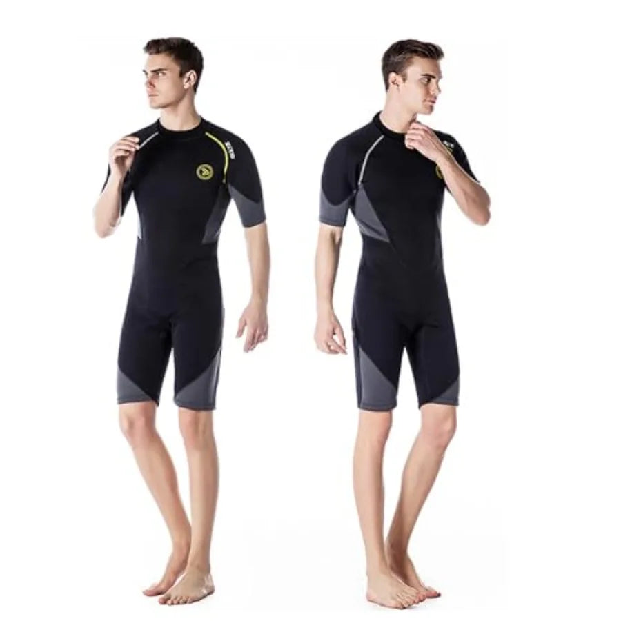Men's Wetsuits 1.5/ Premium Neoprene Back Zip Shorty Dive Skin for Spearfishing, Snorkeling, Surfing, Canoeing, Scuba Diving Su