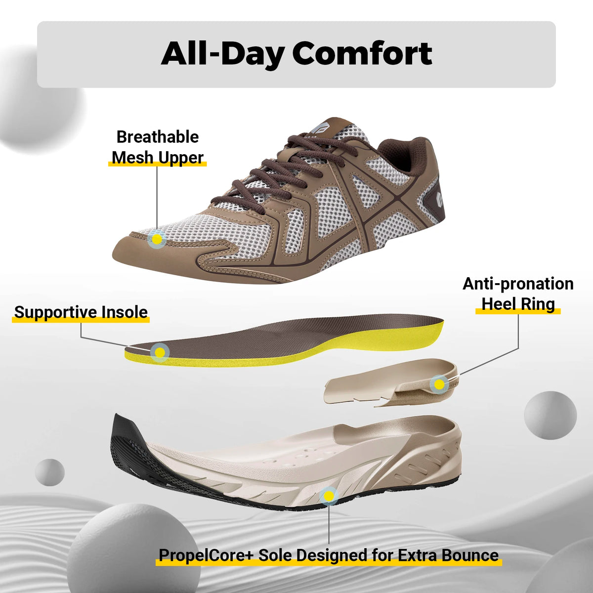 FitVille Men's Extra Wide Walking Sneakers With Bouncy Support