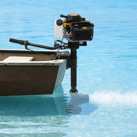 4HP 55cc 4-Stroke Outboard Motor, 2900W Boat Engine with Jet Pump, 360° Tilt for Inflatable Fishing Boats, Manual Start