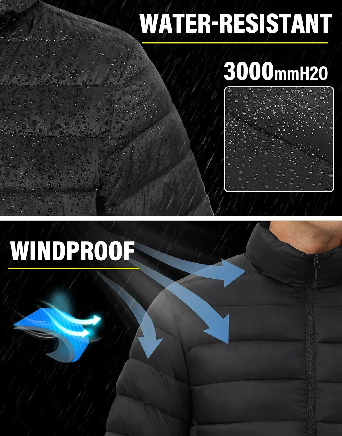 Pioneer Camp Mens Lightweight Packable Water Repellent Puffer Jacket