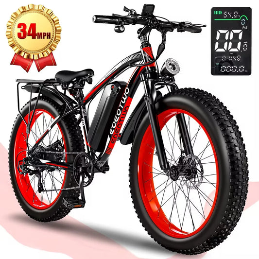 EOEOTWO 1500W Fat Tire Electric Bike All Terrain 34MPH