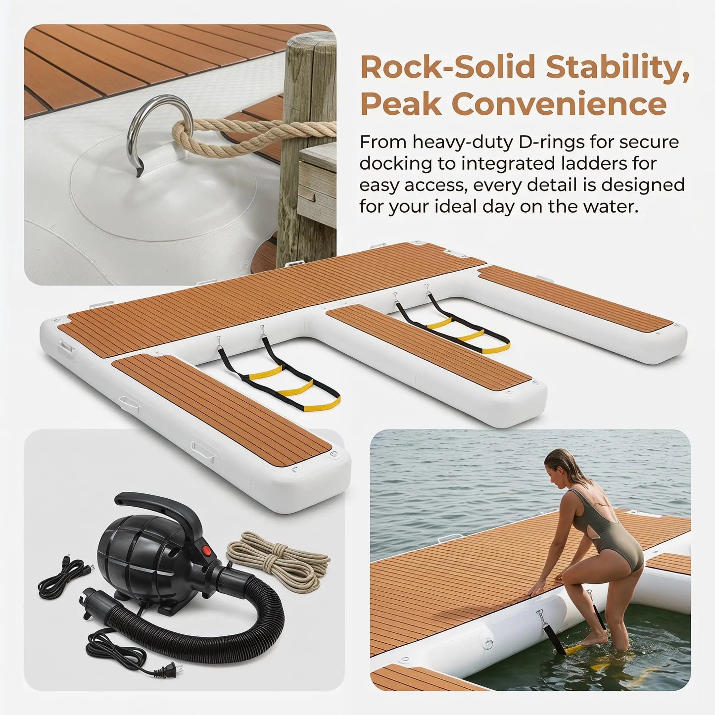 Inflatable Jet Ski Dock EShaped With Non Slip EVA Deck