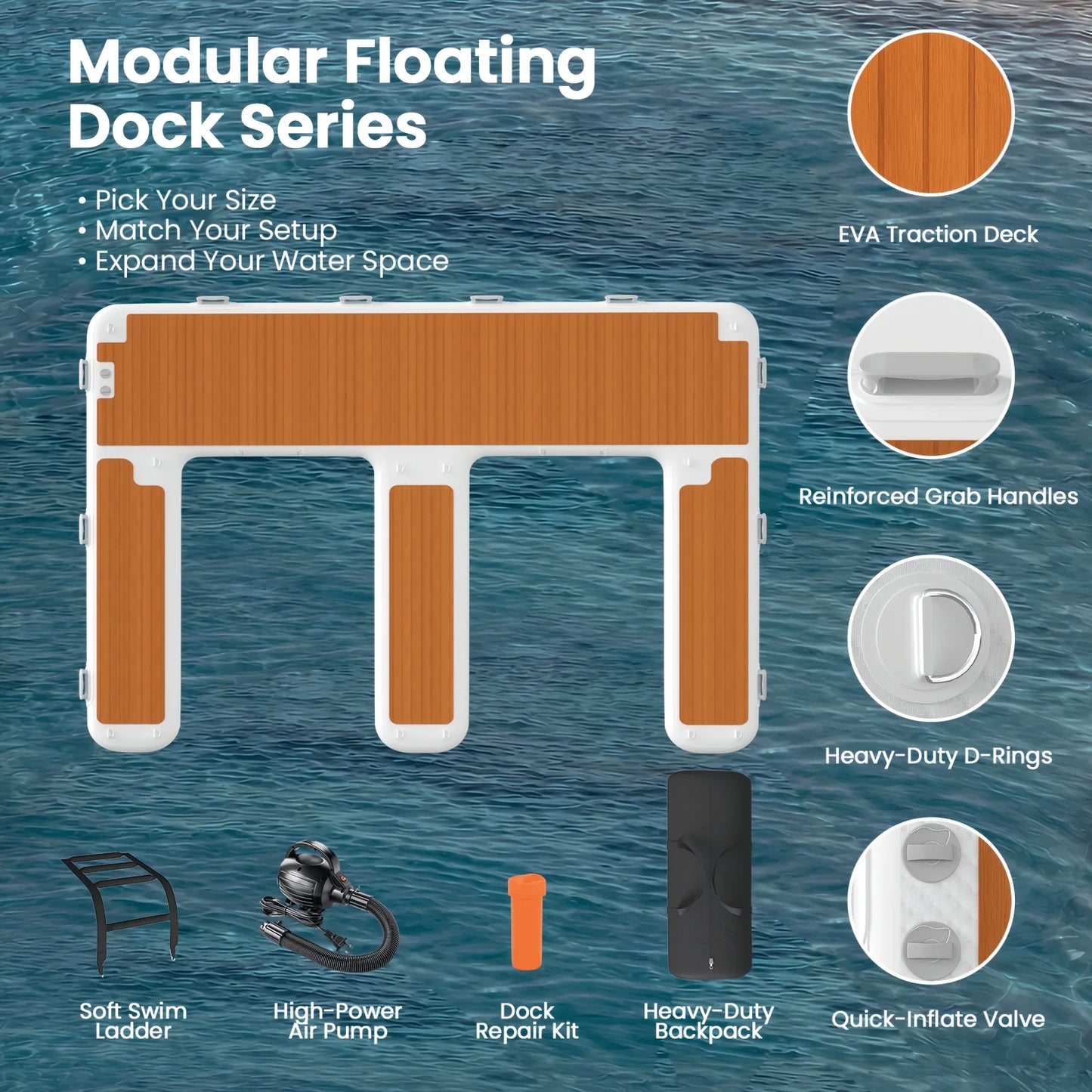 Inflatable Jet Ski Dock EShaped With Non Slip EVA Deck