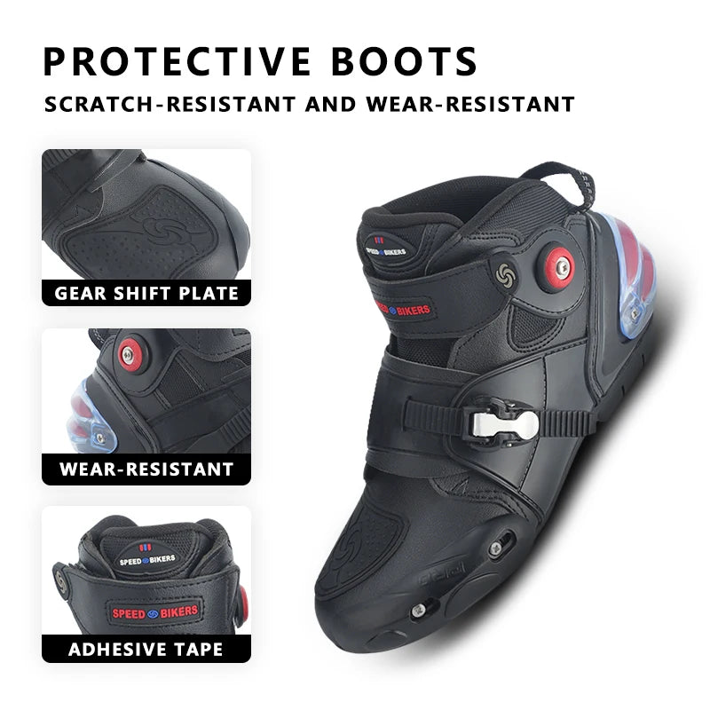 Men’s motorcycle shoes, breathable, casual leather boots for spring and summer, ankle shoes for men.