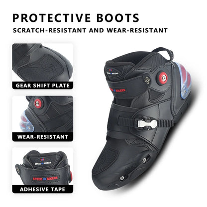 Men’s motorcycle shoes, breathable, casual leather boots for spring and summer, ankle shoes for men.
