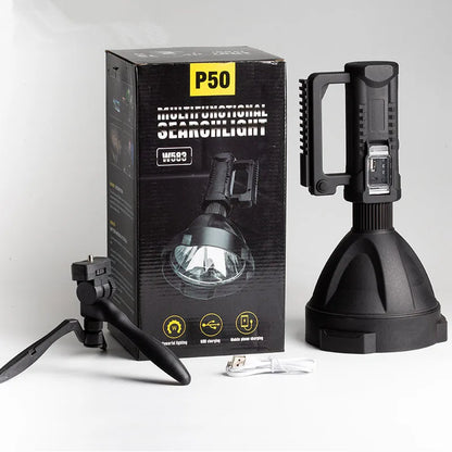 Rechargeable LED Spotlight Portable USB Searchlight Waterproof