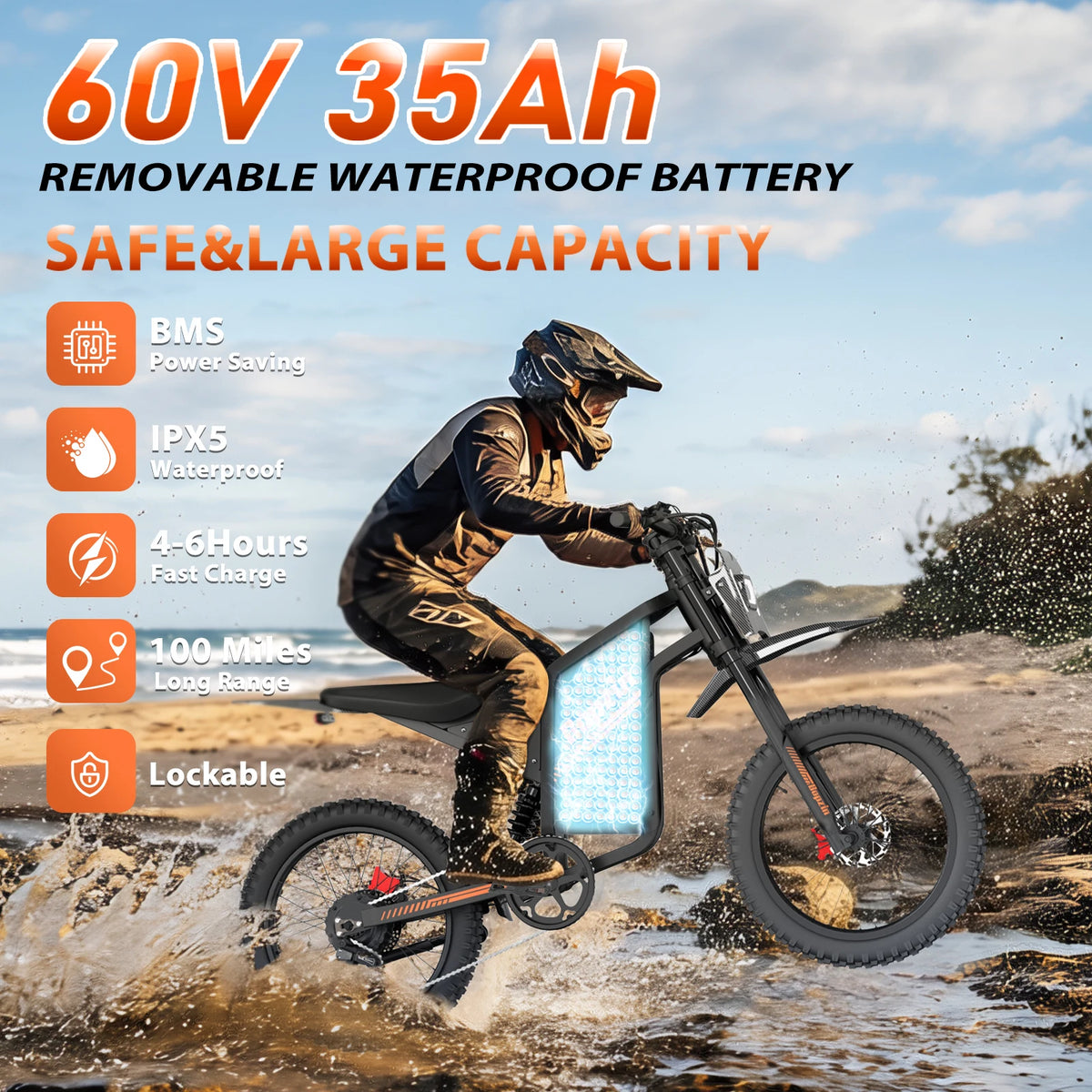 Bopzin Peak 3000W Electric Dirt Bike For Adults With Suspension