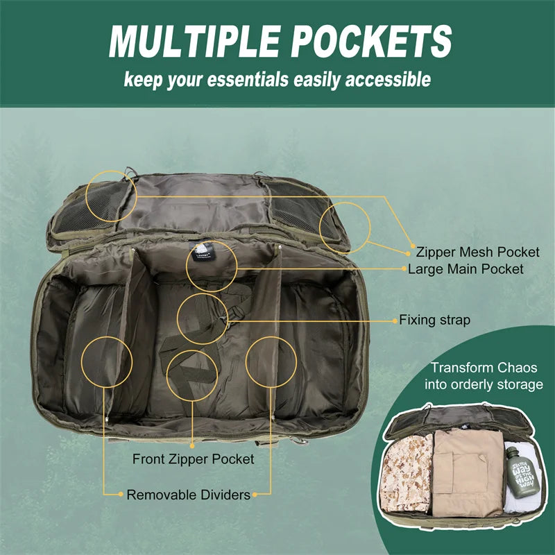 LQARMY Outdoor Mountaineering Bag MOLLE Tactical Backpack Hiking Duffel Bag