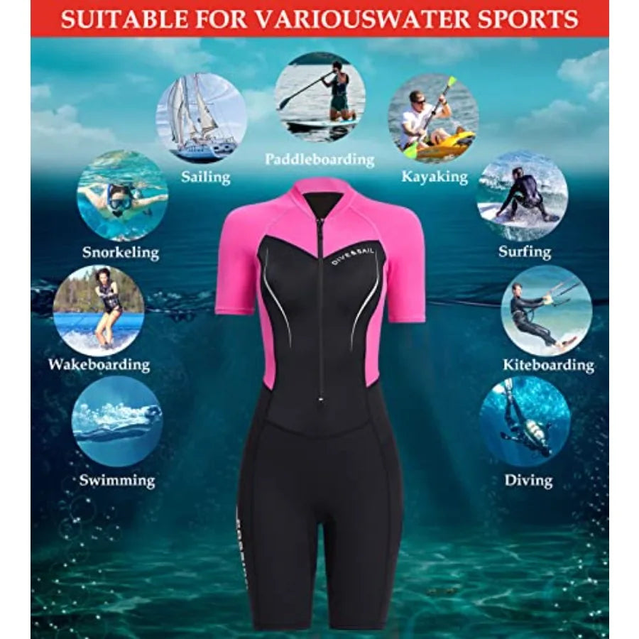 Men 1.5mm Neoprene Wetsuit Shorty For Water Sports