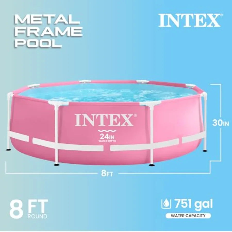 Above Ground Swimming Pool With Metal Frame And Dual Suction Outlet Fittings