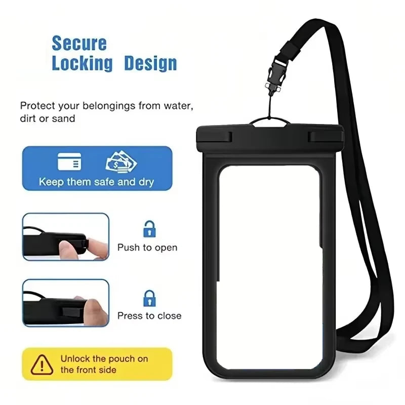 Universal IPX8 Waterproof Phone Pouch with Adjustable Strap for Swimming