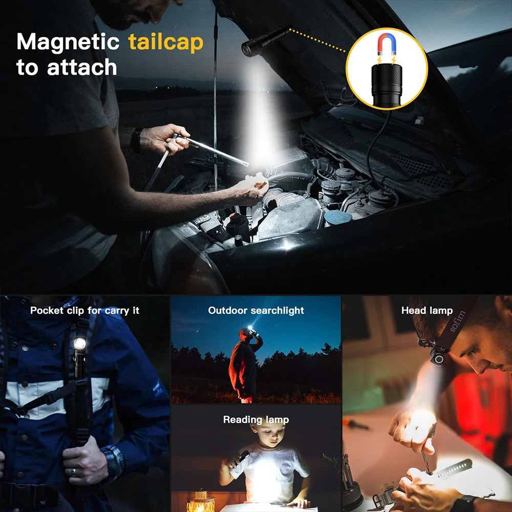 Sofirn SP40A 1200lm USB C Rechargeable Headlamp Magnetic Tail Cap