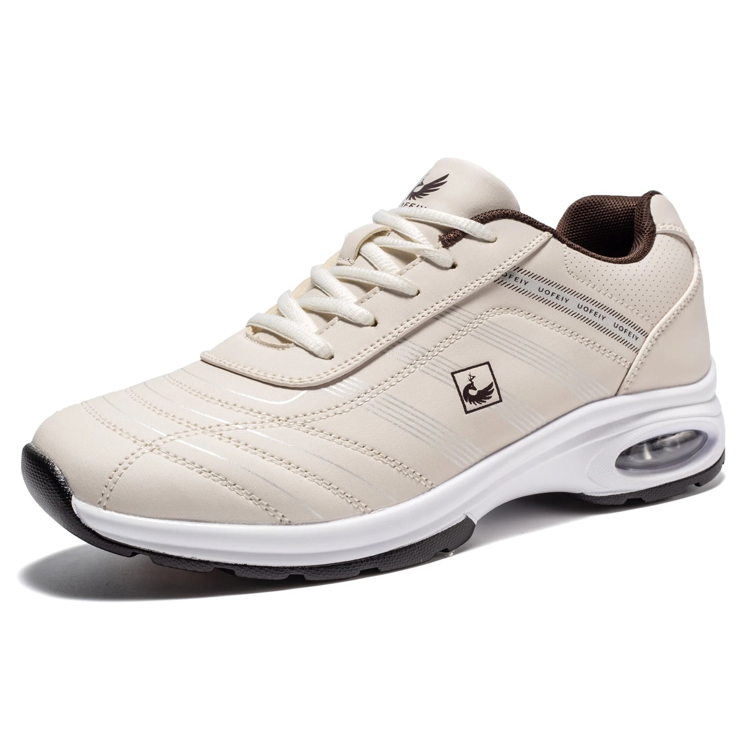 Mens Leather Golf Shoes Breathable Air Cushion Spikeless Athletic Sneakers