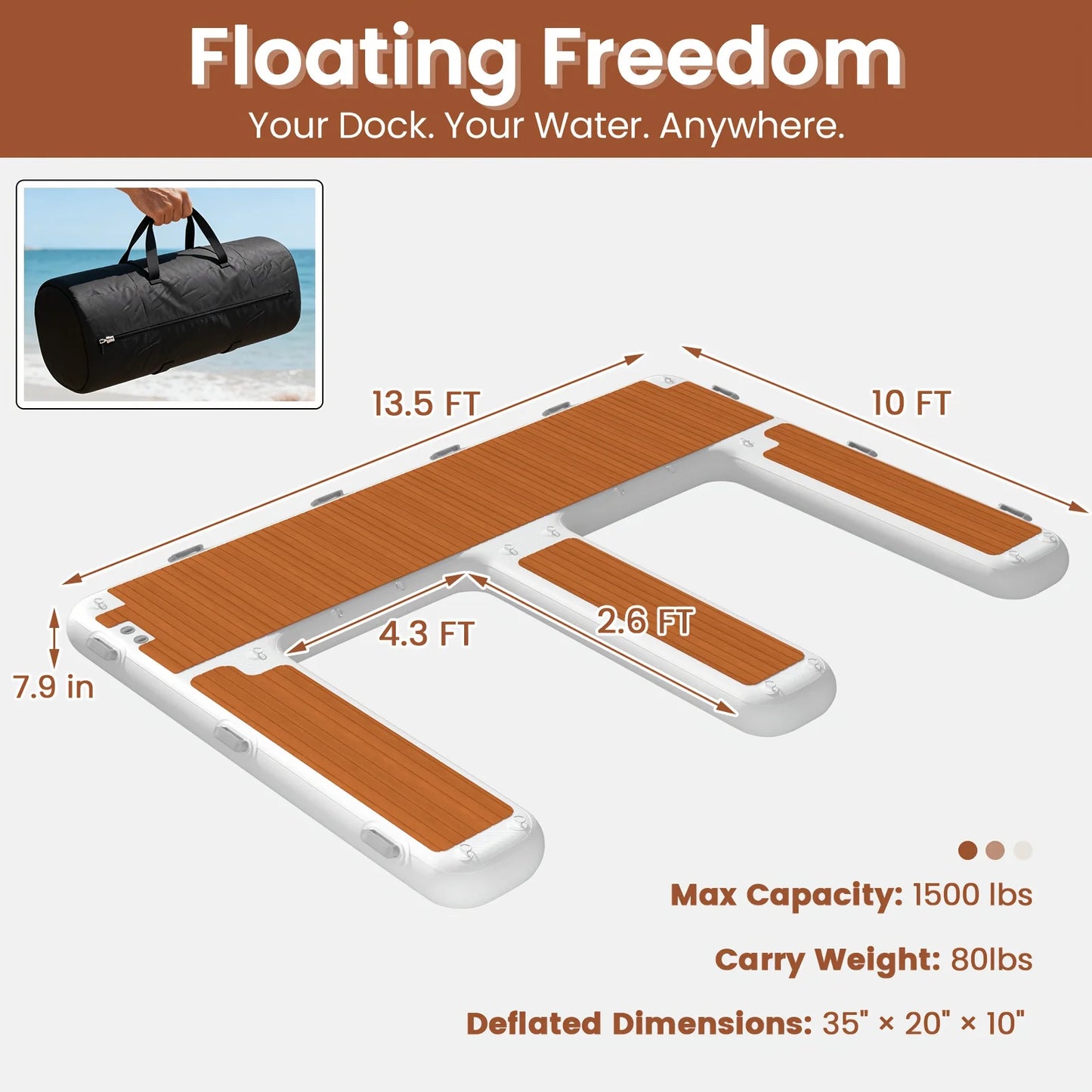 Inflatable Jet Ski Dock EShaped With Non Slip EVA Deck