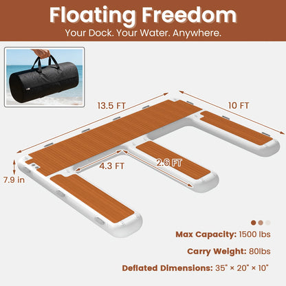 Inflatable Jet Ski Dock EShaped With Non Slip EVA Deck