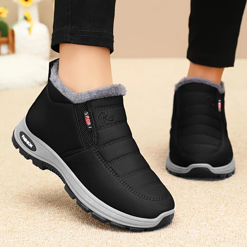 Waterproof Fleece Lined Winter Snow Boots With Side Zipper
