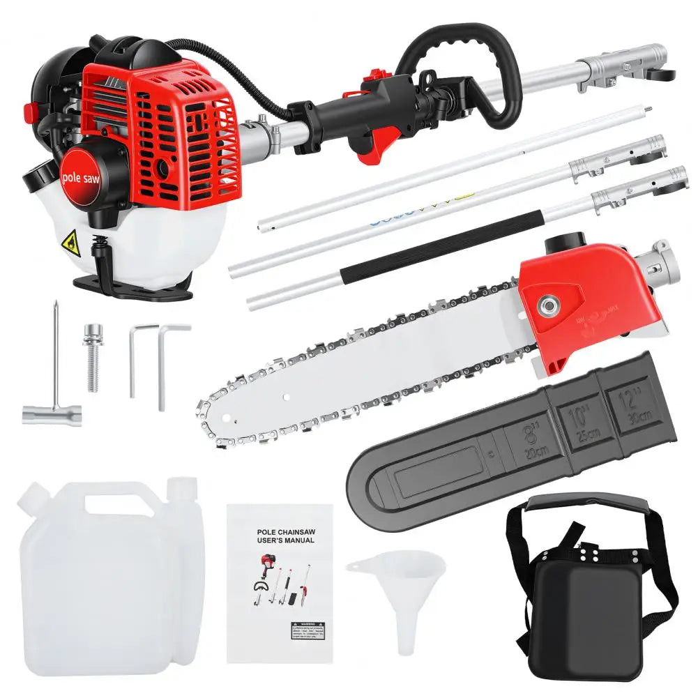 Gas Powered Pole Saw 26cc Extendable Reach 9.8 Feet