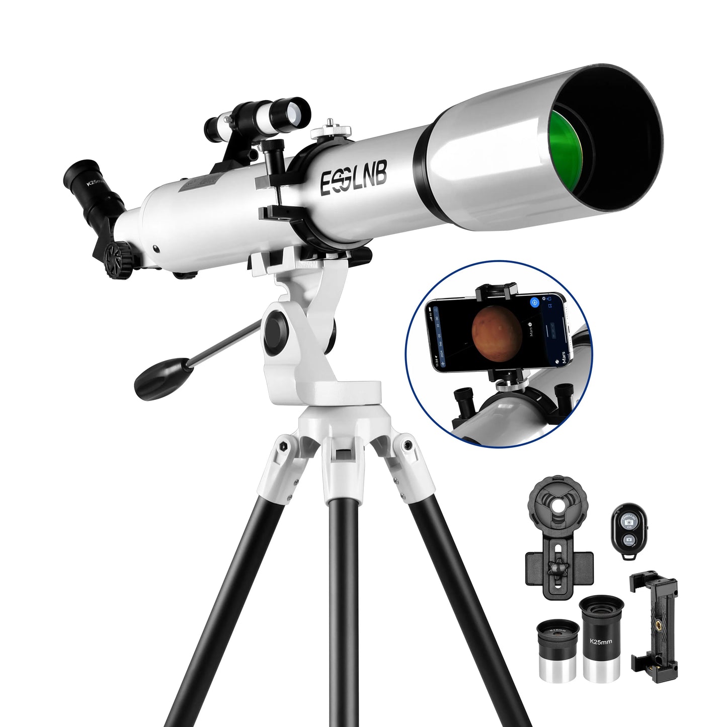 Astronomy Telescope With Phone Adapter And Wireless Remote For Stargazing