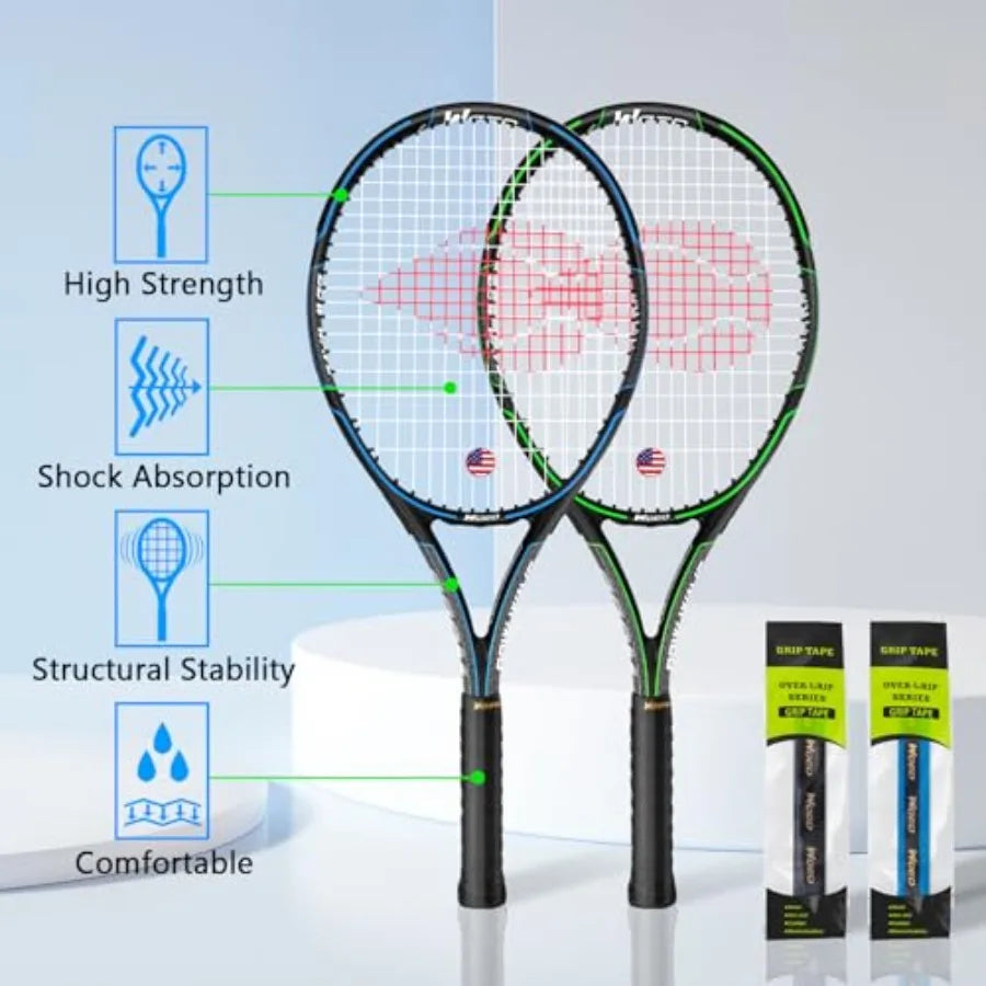 Adult 2 Player Tennis Racket Perfect for Beginner and Professional Players, 27" Speed Tennis Racquet Include Overgrips, Tennis