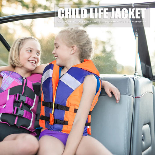 Shunmaii Kids Life Jacket With Whistle Adjustable For Water Sports