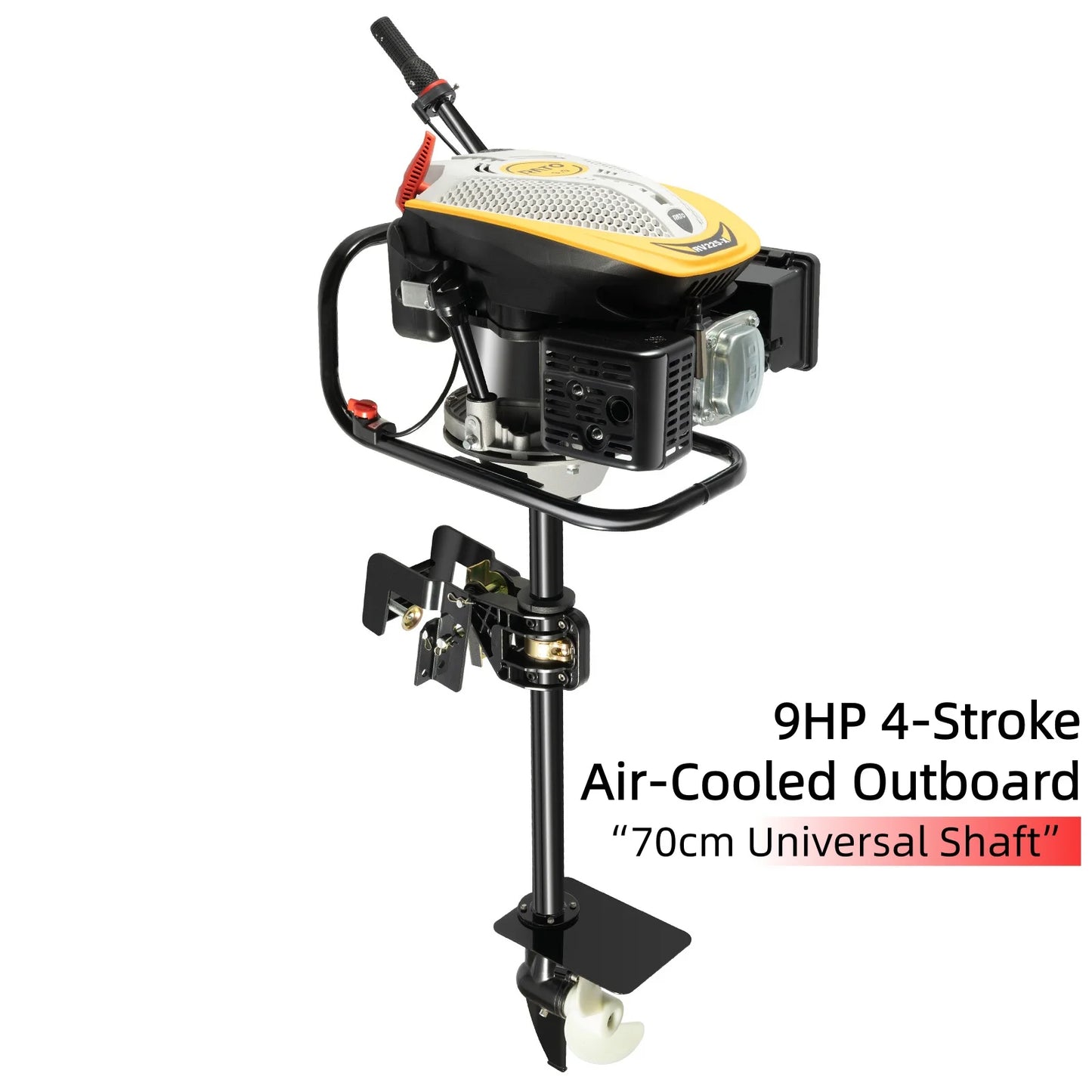 High-Quality 4-Stroke Boat Motor -  9HP Air-Cooled Hand-Start Marine Outboard with 360° Steering & Stepless Speed